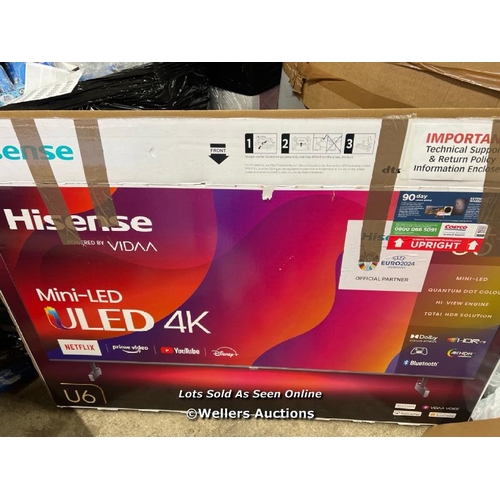 8041 - HISENSE 55U6KQTUK 55 INCH MINI LED 4K UHD SMART TV / POWERS UP / APPEARS NEW OPEN BOX / IN EXCELLENT... 