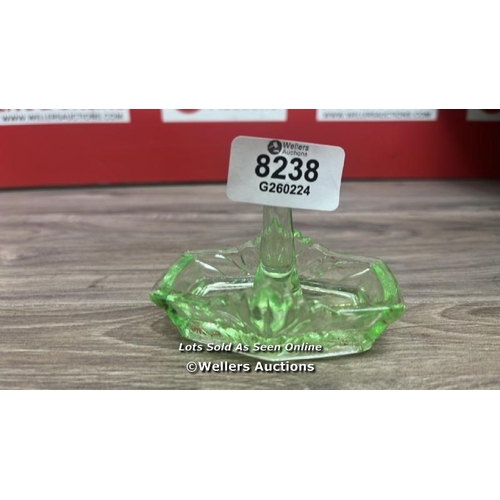 8238 - ANTIQUE VICTORIAN ART DECO URANIUM GLASS VASELINE RING HOLDER TRINKET DISH