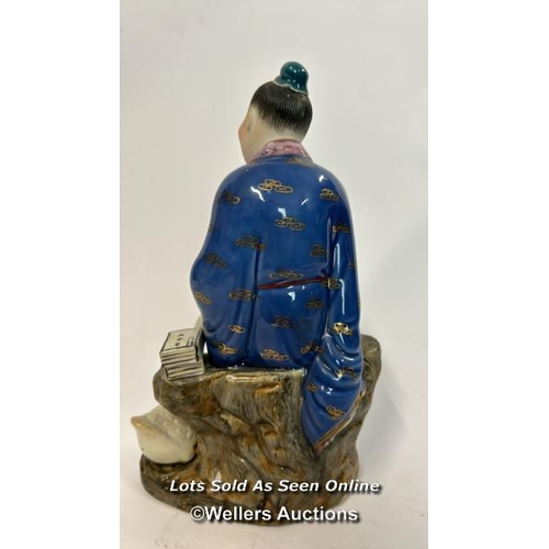 54 - Vintage porcelain figure of a wise man and Goose, 23cm high / AN9