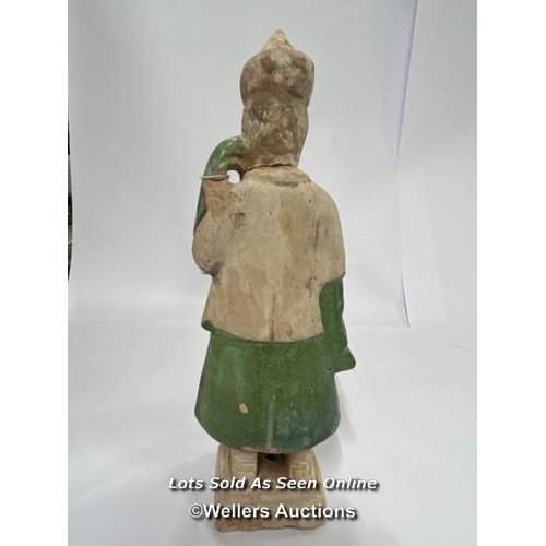 63 - Chinese pottery part glazed figure, 26cm high / AN13