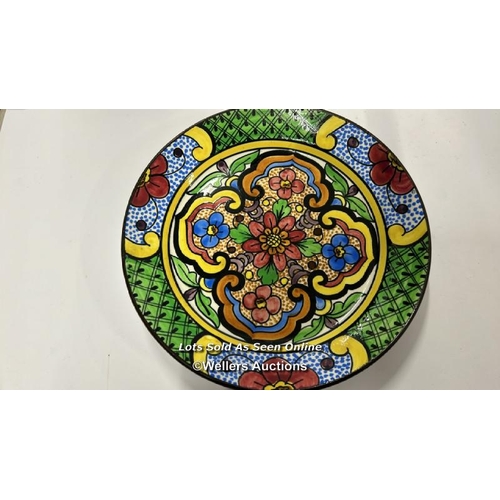 66 - Six decorative hand painted plates, largest 31cm diameter / AN13