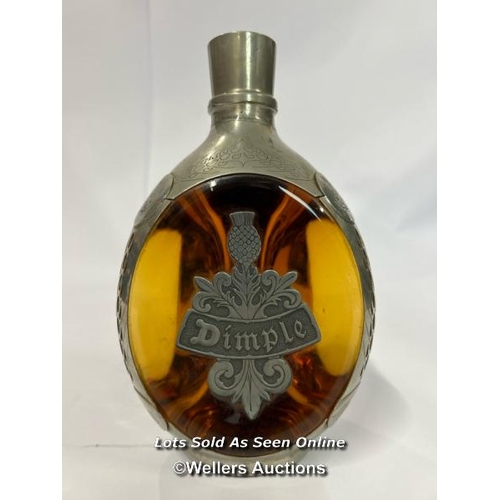 75 - Dimple Haig 12yr whisky in decorative pewter bottle (opened) with a bottle of Dimple 15yr whisky, 37... 