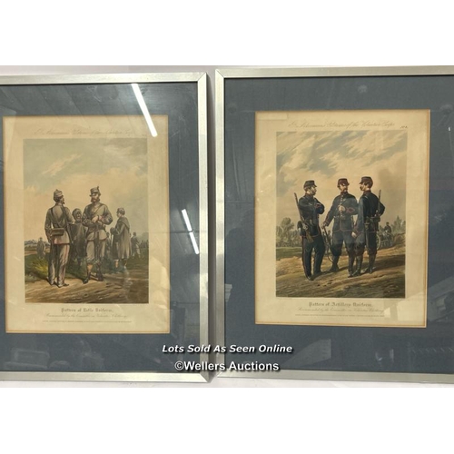 127 - Two framed engravings, drawn by Orlando Norie, engraved by J.Harris featuring military uniforms, 30x... 