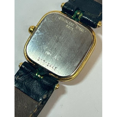 219 - Vintage Longines gold plated wristwatch no.21712443 with quartz movement on black leather strap / SF