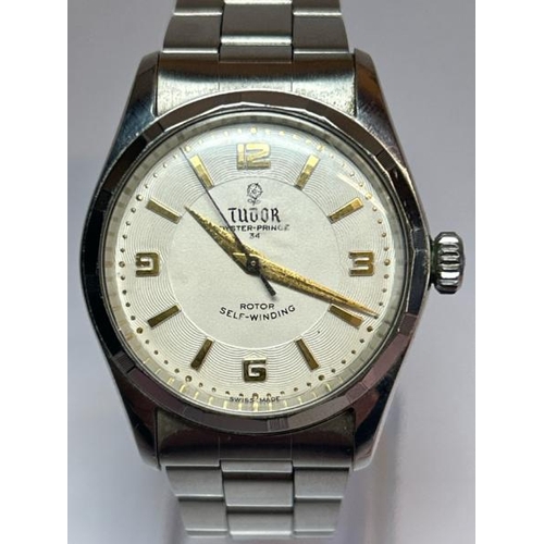 221 - Tudor Oyster-Prince stainless steel perpetual gents watch no. 7909 152986, good condition with suede... 