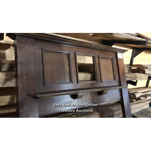 829 - A PAIR OF OAK FIREPLACE SURROUNDS, ONE MISSING PANEL, EXT. MEASUREMENTS 169CM (H) X 140CM (W) X 17CM... 