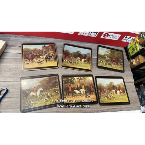 5196 - PIMPERNEL HORSE HUNTING SCENES 6X PLACE TABLE MATS  HORSE HOUNDS VINTAGE / G70