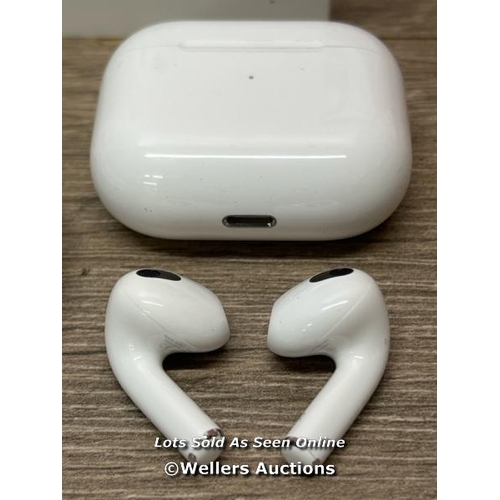 8002 - APPLE AIRPODS (3RD GEN) WITH LIGHTNING CHARGING CASE, MPNY3ZM/A / POWERS UP & CONNECTS TO BLUETOOTH ... 