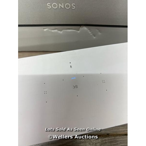 8010 - SONOS BEAM SOUNDBAR / POWERS UP & CONNECTS VIA SONOS APP WITH SOUND / SIGNS OF USE / SLIGHT MARKS ON... 