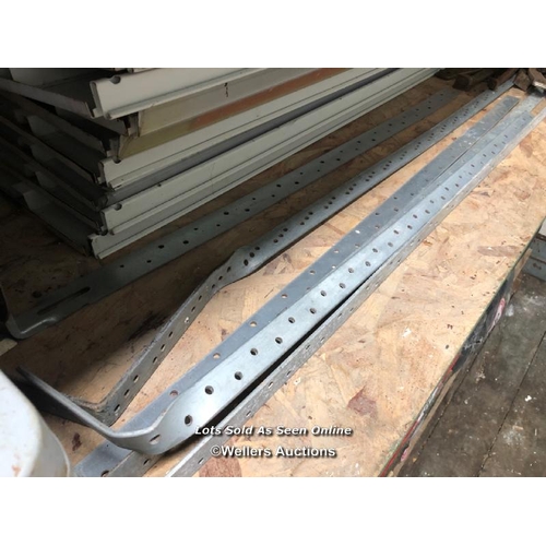 100 - LARGE QUANTITY METAL SHELVING COMPONENTS, APPROX. 40 SHELVES 125CM (L) X 35CM (D)