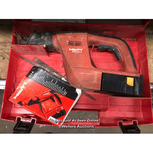 107 - HILTI WSR650 A HAMMER DRILL WITH GENERIC BATTERY, IN CASE