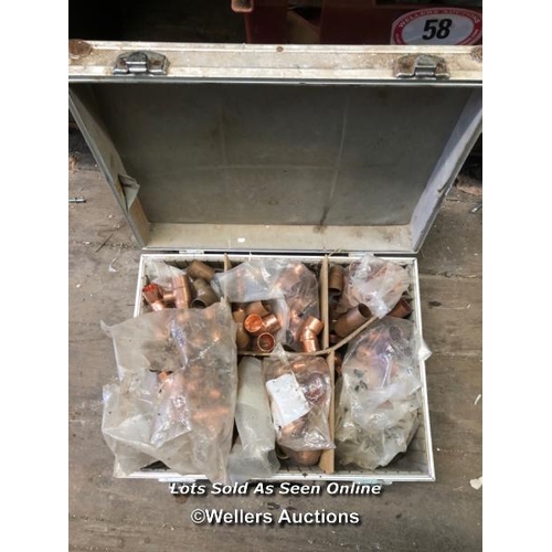 118 - APPROX. 1000X PIECES OF ASSORTED HARDWARE INCL. NEW AND PACKAGED COPPER END FITTINGS, PVC WASTE PIPE... 