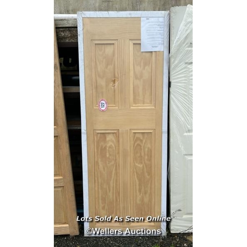 127 - SINGLE OAK DOOR, 198CM (H) X 76CM (W) X 3.5CM (D)