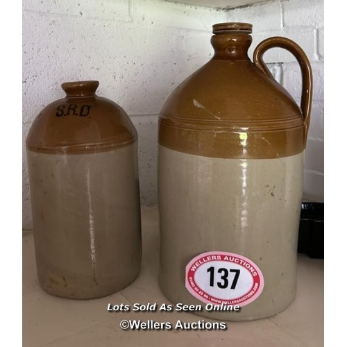 137 - 2X SALT GLAZED JUGS