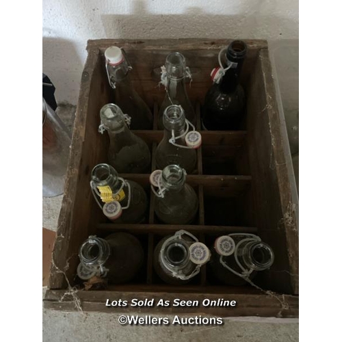 140 - 2X CRATES OF VINTAGE GLASS BOTTLES, ONE CRATE IS WATNEY MAN BRIGHTON