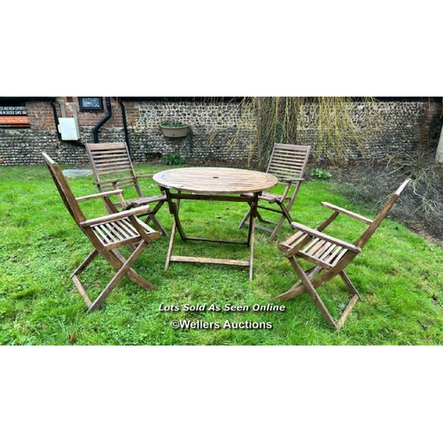 175 - GARDEN TABLE AND CHAIRS SET, 74 CM (H) X 100CM (DIA)