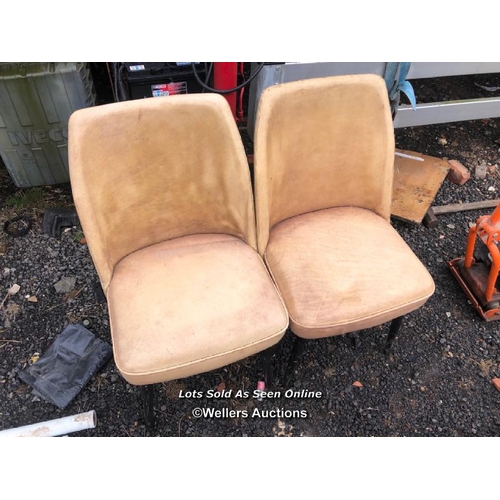 26 - 2X LEATHER UPHOLSTERED CHAIRS AND FOLDING TABLE