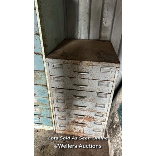 43 - 2X VINTAGE METAL FILING CABINETS, TALLEST 131CM (H)