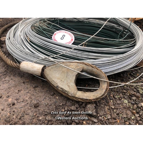 8 - QUANTITY OF GALVANISED/COATED WIRE