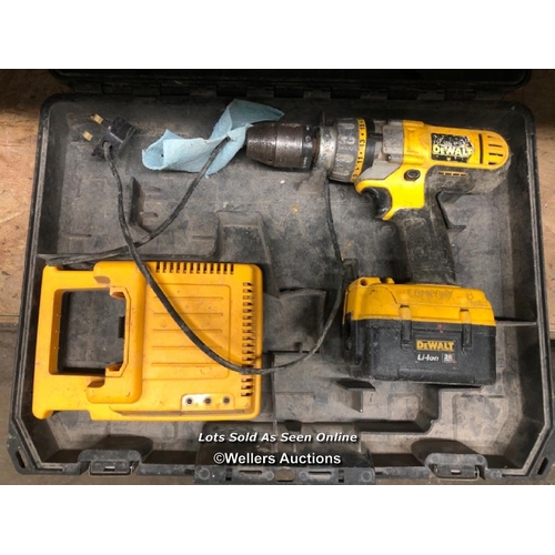 87 - DEWALT DRILL, WITH BATTERY AND CHARGER, IN CASE