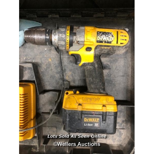 87 - DEWALT DRILL, WITH BATTERY AND CHARGER, IN CASE