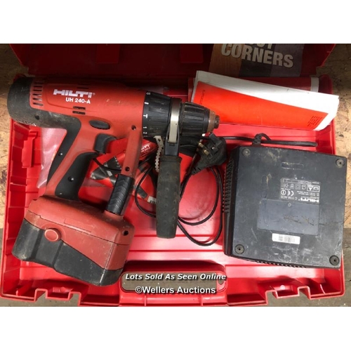 91 - HILTI UH240A HAMMER DRILL WITH BATTERY AND CHARGER, IN CASE