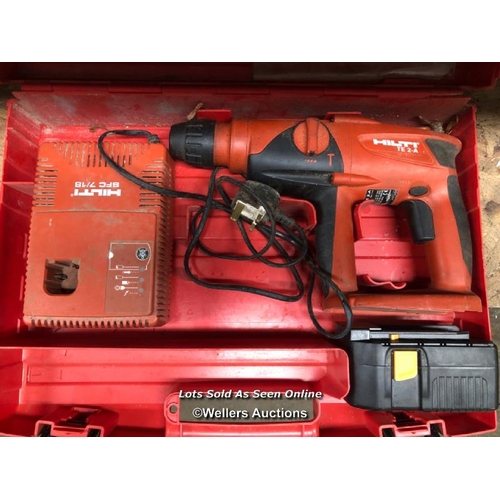 92 - HILTI TE20 HAMMER DRILL WITH NON HILTI BATTERY AND CHARGER, IN CASE