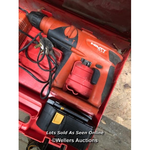 92 - HILTI TE20 HAMMER DRILL WITH NON HILTI BATTERY AND CHARGER, IN CASE