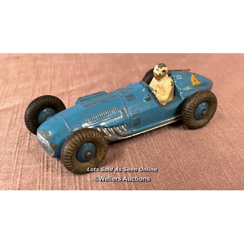 108 - THREE DINKY DIE CAST RACING CARS INCLUDING TALBOT LAGO NO. 23K, FERRARI NO. 23H AND ALFA ROMEO NO. 2... 