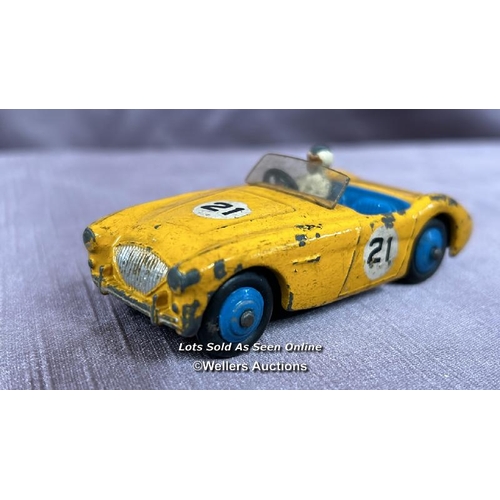 117 - TWO DINKY DIE CAST RACING CARS INCLUDING MG MIDGET NO. 108 AND AUSTIN HEALEY NO. 109