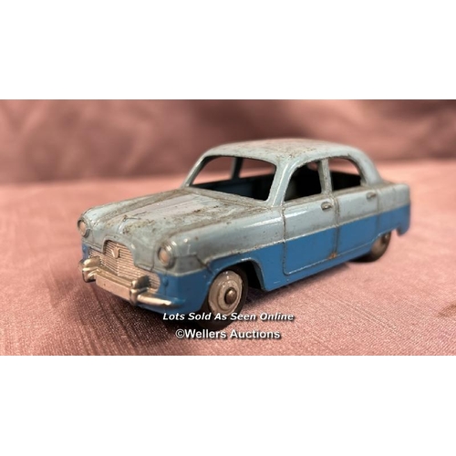 119 - THREE DIE CAST CARS INCLUDING DINKY FORD ZEPHYR NO. 162, DINKY AUSTIN TAXI AND WOLSELEY 60-80