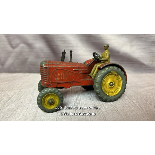 134 - DINKY AVELING BARFORD STEAMROLLER, WITH ONE OTHER STEAMROLLER AND A DINKY MASSEY TRACTOR AND TRAILER