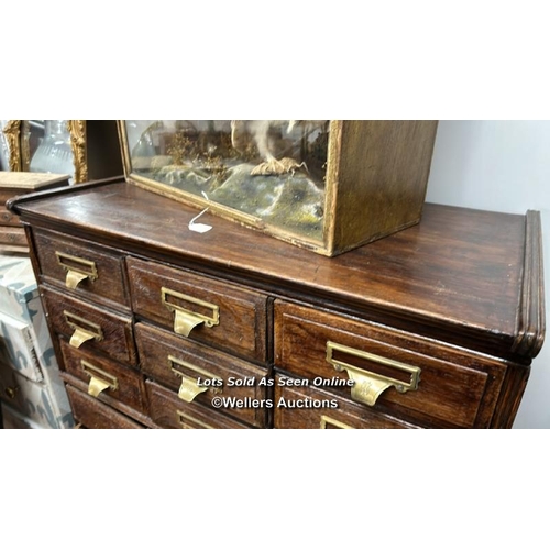 155 - LATE 19TH CENTURY FILING CABINET, 27 DRAWERS, SHOWS WITH MISSING HANDLE, THE HANDLE IS PRESENT