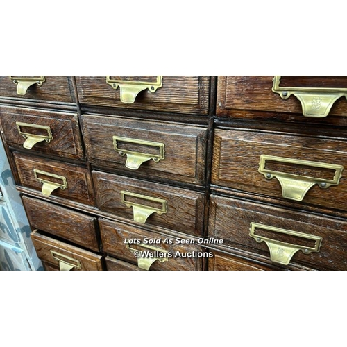 155 - LATE 19TH CENTURY FILING CABINET, 27 DRAWERS, SHOWS WITH MISSING HANDLE, THE HANDLE IS PRESENT