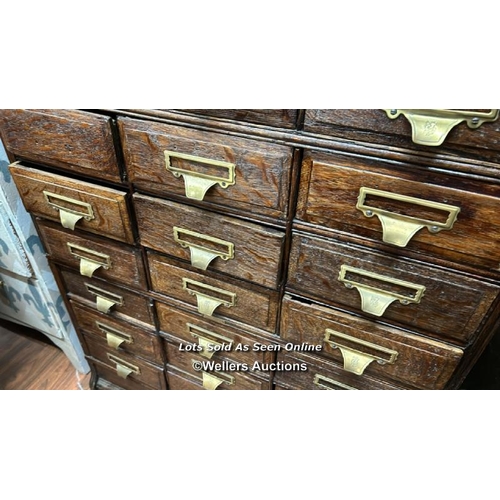 155 - LATE 19TH CENTURY FILING CABINET, 27 DRAWERS, SHOWS WITH MISSING HANDLE, THE HANDLE IS PRESENT