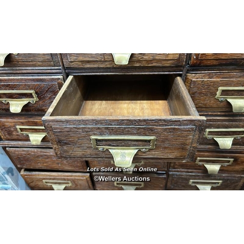 155 - LATE 19TH CENTURY FILING CABINET, 27 DRAWERS, SHOWS WITH MISSING HANDLE, THE HANDLE IS PRESENT