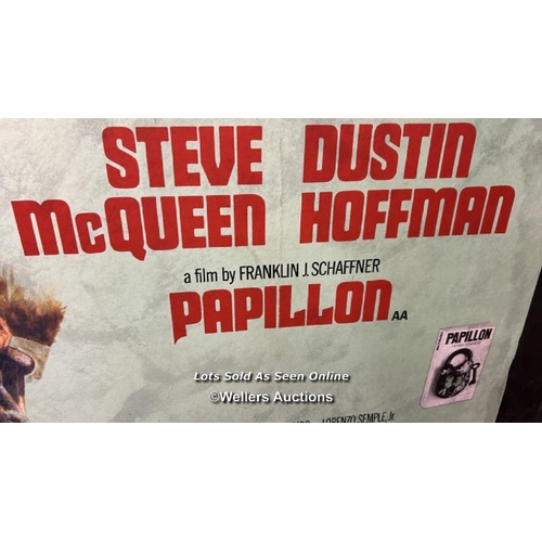 160 - 'PAPILLON' FILM POSTER, PASTED ONTO BOARD FOR THEATRICAL USE