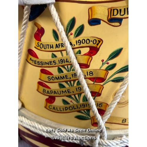 170 - MILITARY BAND DRUM FROM THE '4TH BN THE WILTSHIRE REGIMENT' WITH BATTLE HONOURS, PRE WORLD WAR TWO