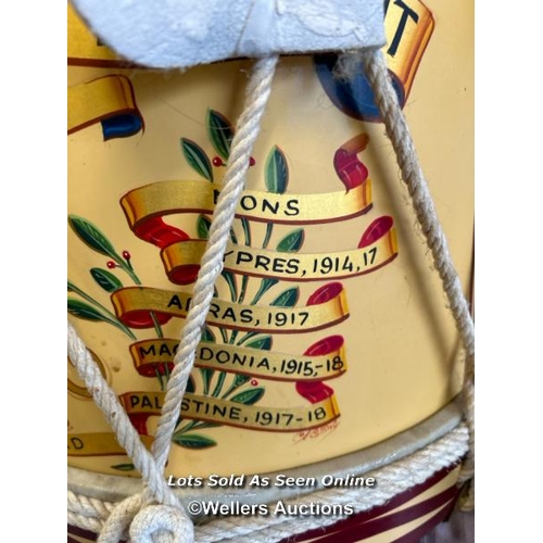 170 - MILITARY BAND DRUM FROM THE '4TH BN THE WILTSHIRE REGIMENT' WITH BATTLE HONOURS, PRE WORLD WAR TWO