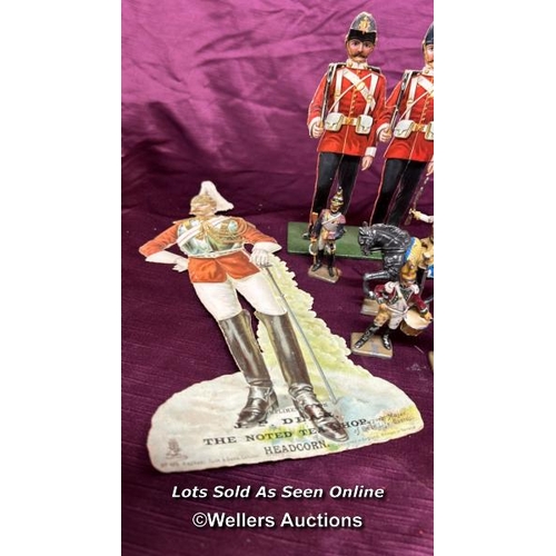 179 - COLLECTION OF 19TH CENTURY PAPER DECOUPAGE SOLDIERS AND SEVEN FRENCH DRAGOON LEAD SOLDIERS