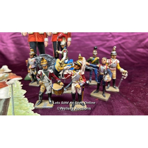 179 - COLLECTION OF 19TH CENTURY PAPER DECOUPAGE SOLDIERS AND SEVEN FRENCH DRAGOON LEAD SOLDIERS