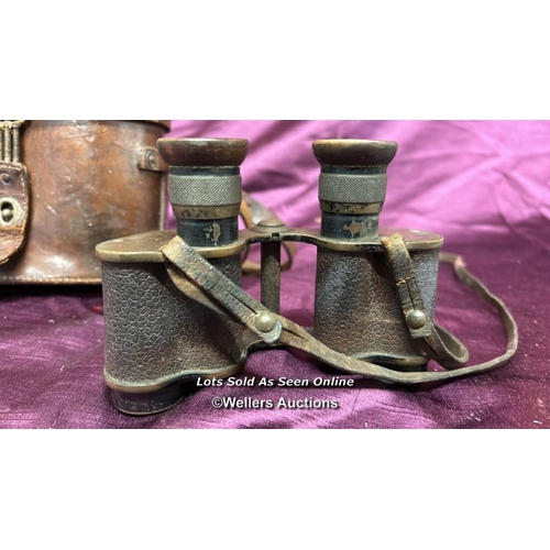 181 - WORLD WAR ONE PRIVATE PURCHASE BINOCULARS, CARRY CASE INSCRIBED 'CASE NO.3 PRISMATIC BINOCULAR, J.B.... 