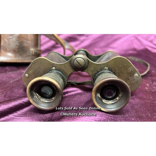 181 - WORLD WAR ONE PRIVATE PURCHASE BINOCULARS, CARRY CASE INSCRIBED 'CASE NO.3 PRISMATIC BINOCULAR, J.B.... 