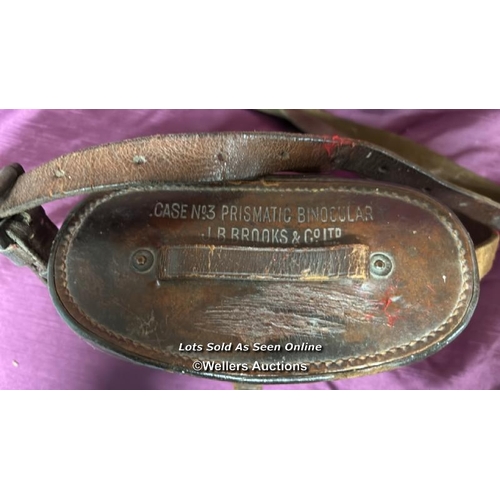 181 - WORLD WAR ONE PRIVATE PURCHASE BINOCULARS, CARRY CASE INSCRIBED 'CASE NO.3 PRISMATIC BINOCULAR, J.B.... 