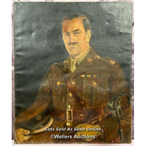 206 - OIL ON CANVAS PORTRAIT OF A MAJOR FROM THE KINGS SOMERSET LIGHT INFANTRY, 76 X 63.5CM