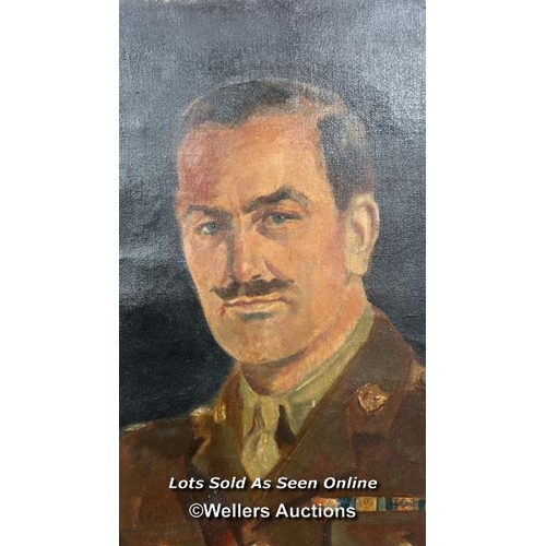 206 - OIL ON CANVAS PORTRAIT OF A MAJOR FROM THE KINGS SOMERSET LIGHT INFANTRY, 76 X 63.5CM