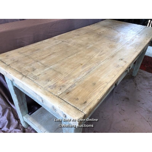 63 - 19TH CENTURY FARMHOUSE OAK SERVER WITH FOUR DRAWERS, 182.5 X 76.5 X 76.5CM