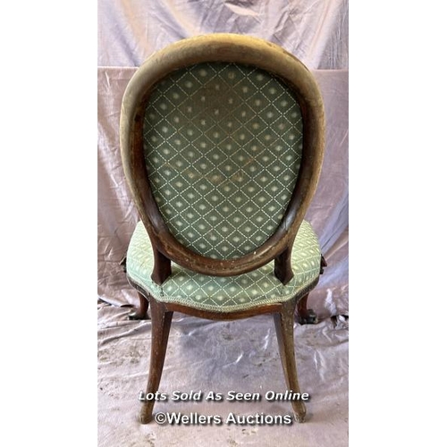 67 - 19TH CENTURY FEDERAL STYLE UPHOLSTERED SINGLE CHAIR WITH CARVED FRONT LEGS AND TWO CLAW FEET, HEIGHT... 