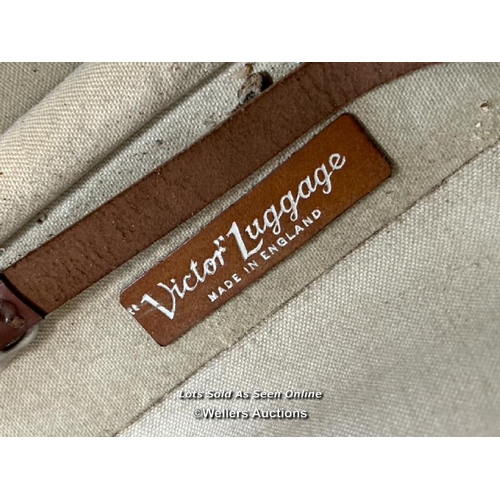 76 - VINTAGE CANVAS AND LEATHER SUITCASE BY VICTOR LUGGAGE