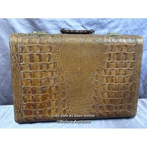 80 - VINTAGE CROCODILE SKIN SUITCASE, MADE IN CANADA, 46 X 16 X 33CM